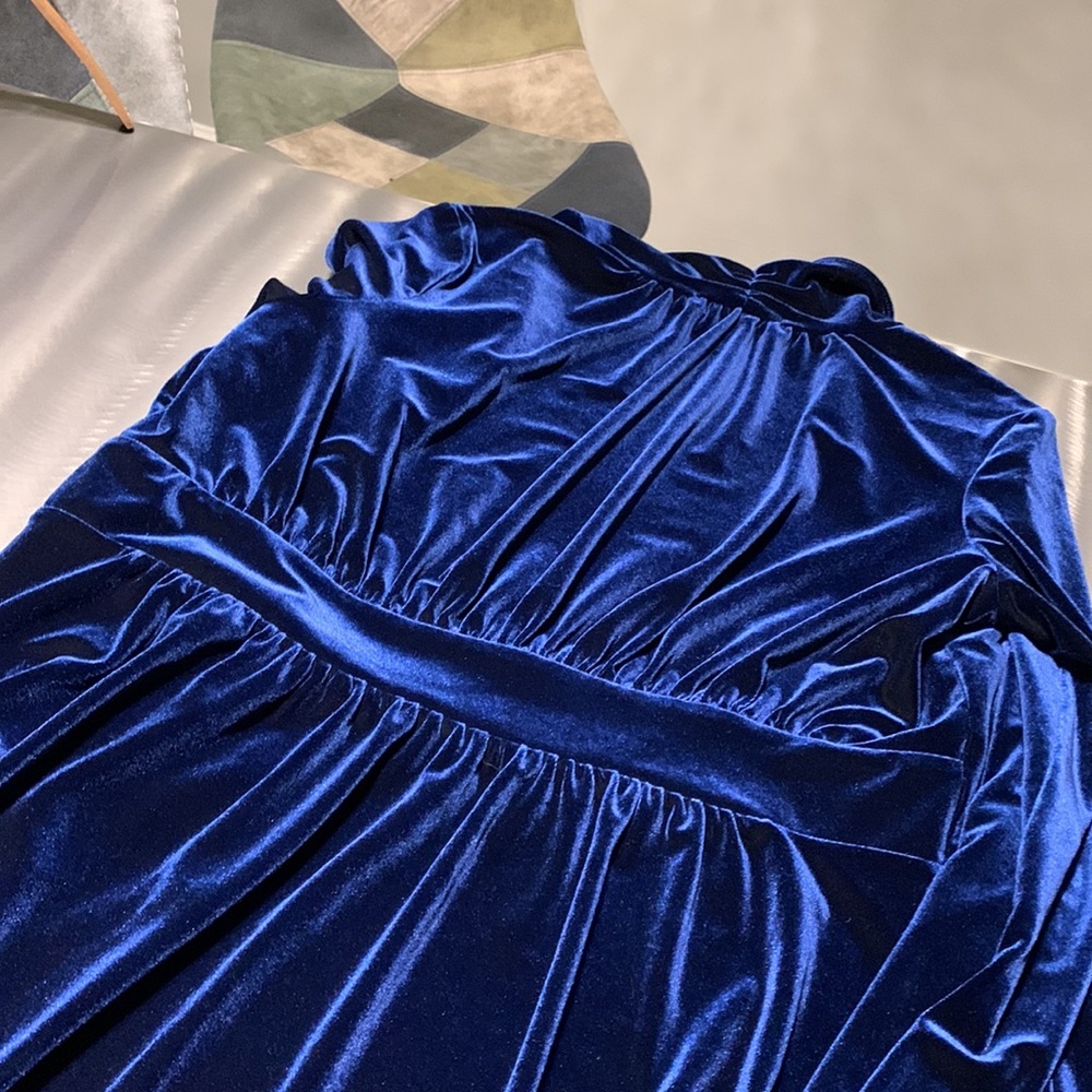 Grace Elements Blue Storm Masquerade Velvet Open Front Jacket Size M - Picture 4 of 11